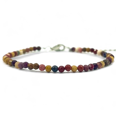 3mm Mookaite Faceted Bead Bracelet with Adjustable Chain